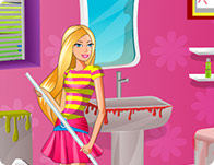 play Barbie Bathroom Cleaning