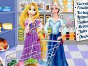 play Elsa And Rapunzel Food Shopping