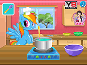play Rainbow Dash Cooking M And M Cake