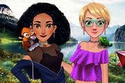 Jasmine And Rapunzel On Camping game
