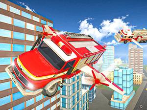 play Flying Fire Truck Driving Sim